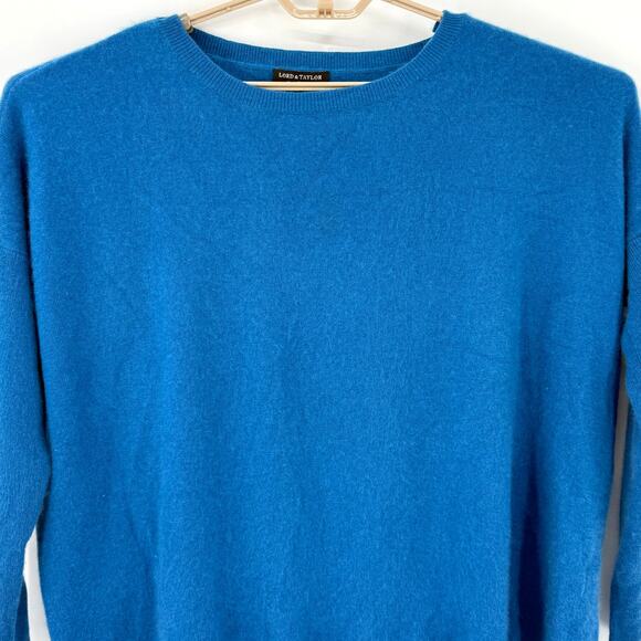 Lord & Taylor Womens 100% Cashmere Sweater Oversized Boxy Teal Blue Size Xl 1X - Picture 2 of 6